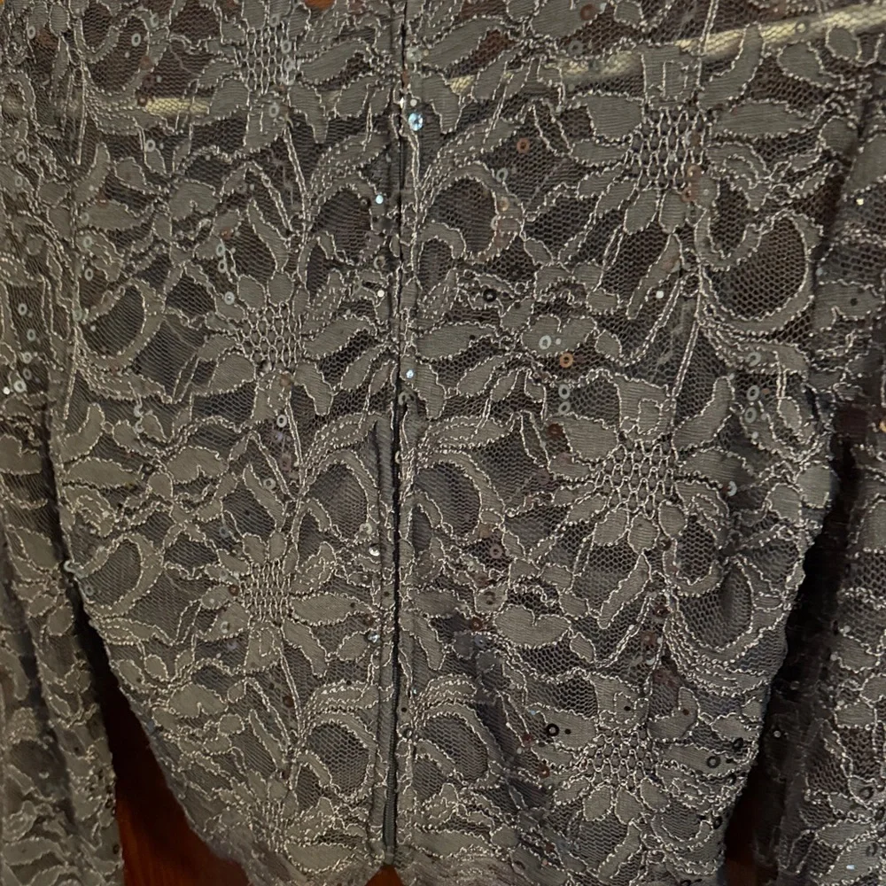B Darlin Lace Long Sleeve Top - Dark Gray